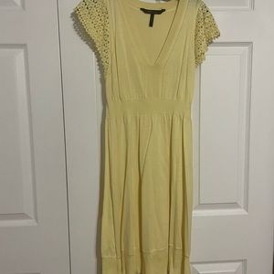 Yellow with lace sleeves dress